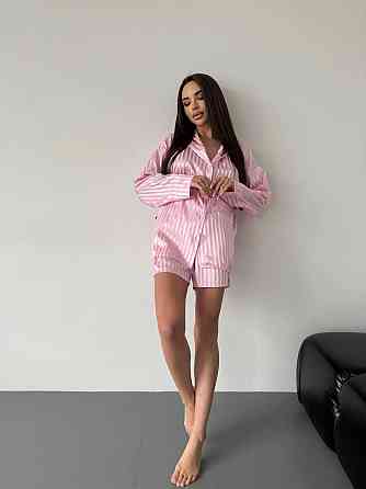 Женская стильная повседневная домашняя пижама двойка шелк армани Розовый Одесса