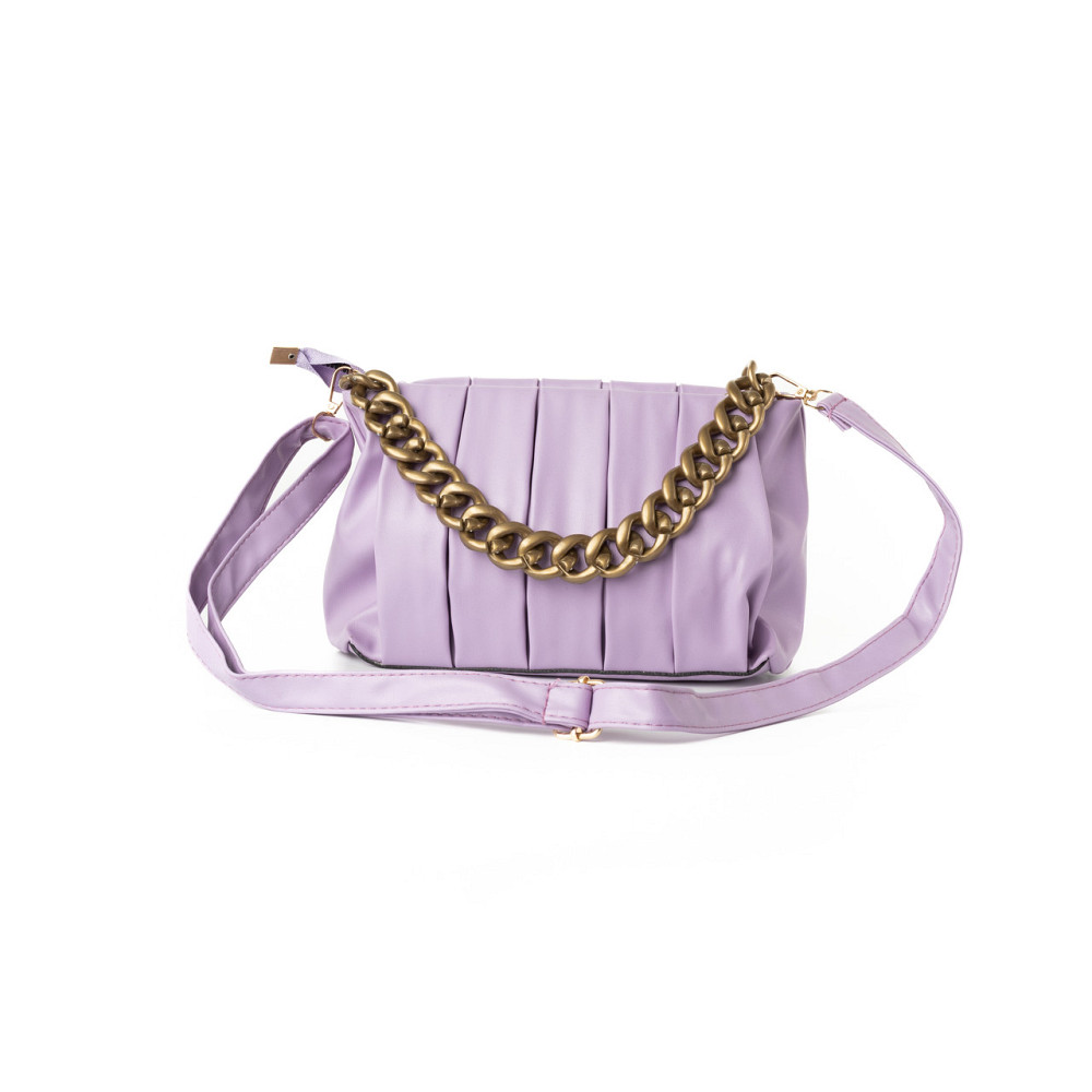 Сумка женская стильная летняя через плечо с ручкой цепочкой и съемным регулируемым ремешком, Фиолетовый Каменец-Подольский - изображение 1
