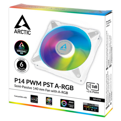 Кулер для корпуса Arctic P14 PWM PST/A-RGB WHITE (ACFAN00276A) Винница - изображение 4