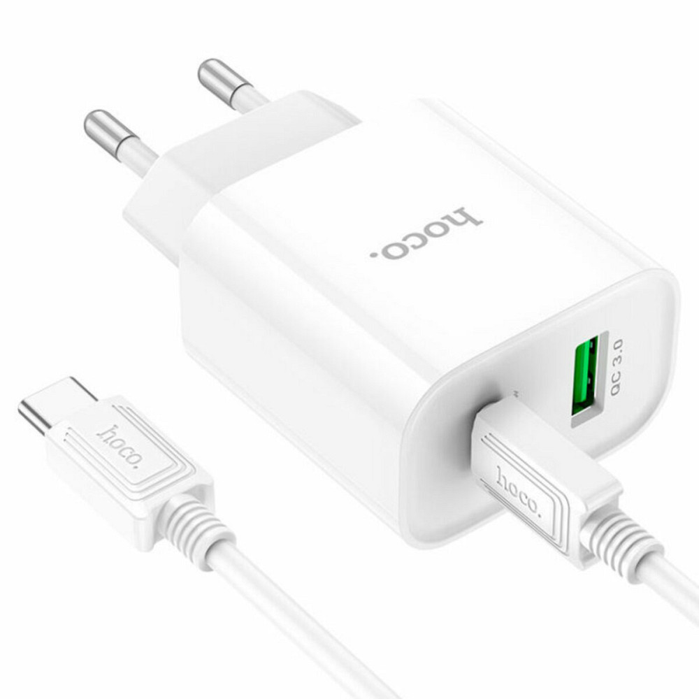 Мережевий зарядний пристрій HOCO C80A Plus Rapido PD20W+QC3.0 charger set(Type-C to Type-C) White Київ - фото 4