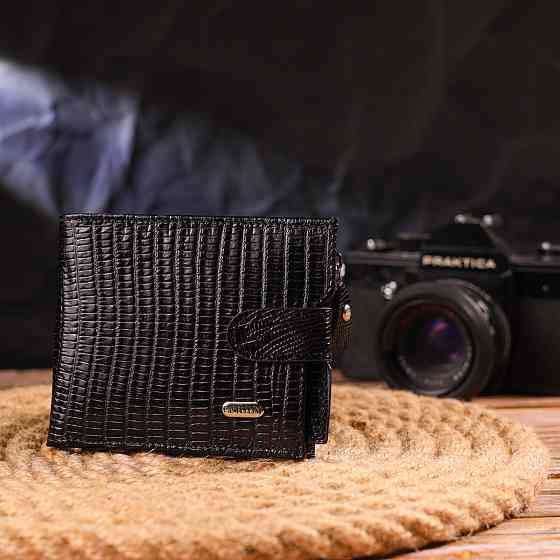 Відмінний чоловічий горизонтальний гаманець із натуральної фактурної шкіри CANPELLINI 21506 Чорний Київ