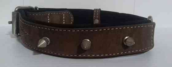 Нашийник 4327 30мм "Преміум" шкіряний подвійною з шипами Вінниця