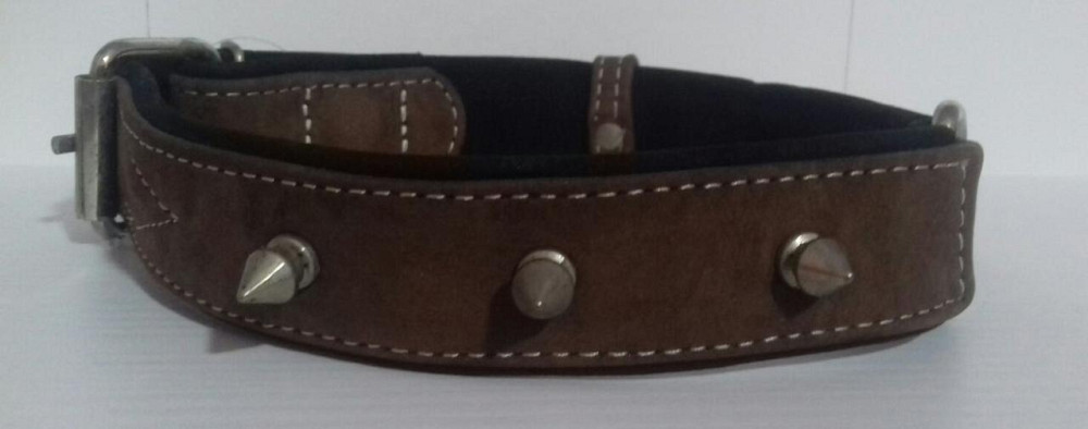 Нашийник 4327 30мм "Преміум" шкіряний подвійною з шипами Вінниця - фото 1