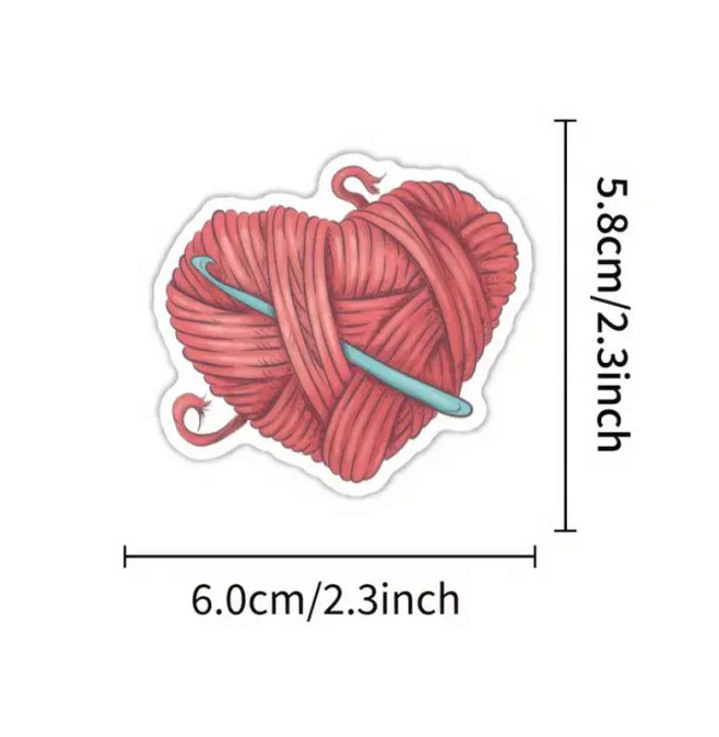 Набір наклейок на тему в'язання гачком, водонепроникні вінілові естетичні наклейки handmade, в'язанн Київ - фото 2