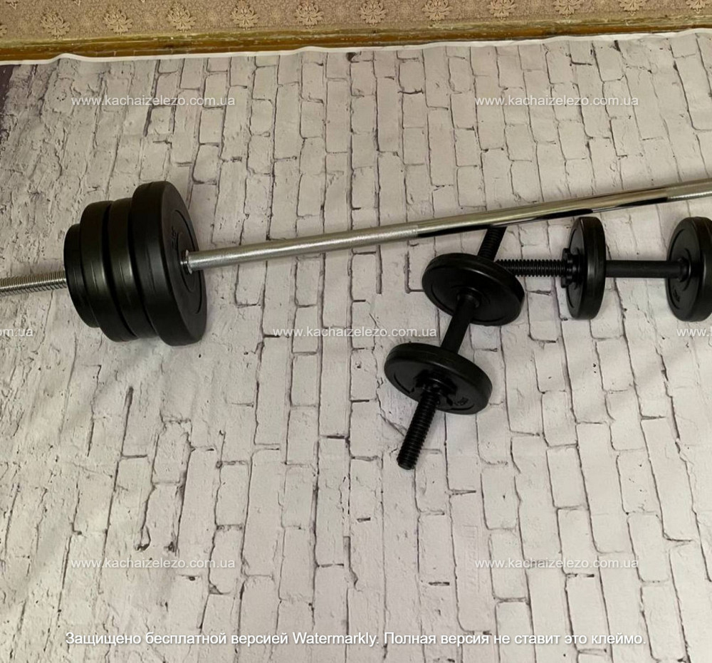 Штанга наборная + гантели на 40 кг Гантели, гири, штанги и диски ударостойкий пластик Киев - изображение 5