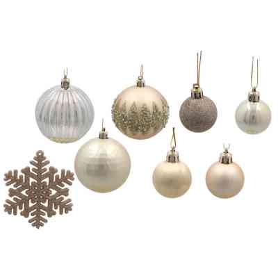 Елочная игрушка Chomik пластикові Кульки, сніжинки 30 шт, шампань (5900779895324_2) Вінниця