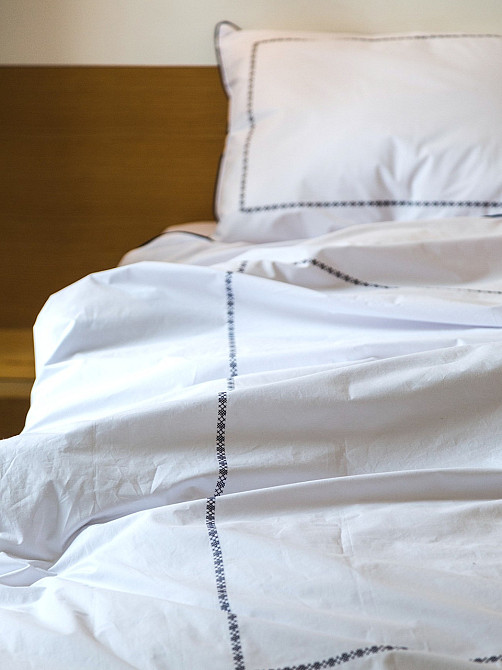 Ecotton Комплект постільної білизни Двоспальний з вишивкою та кантом український хрестик Dark B Коломия - фото 3