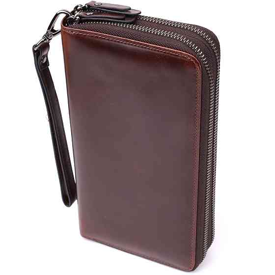 Мужской клатч из натуральной кожи Vintage 23064 Коричневый Киев