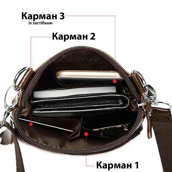 Сумка мужская Vintage кожаная 14608 Коричневый Киев