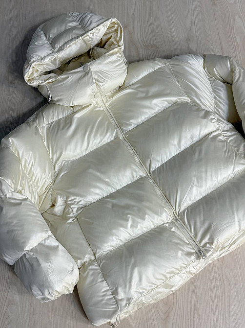 Куртка женская Lady Yep 10041 глянцевая пуффер оверсайз с капюшоном молочна, молочний, 42 Київ - фото 7