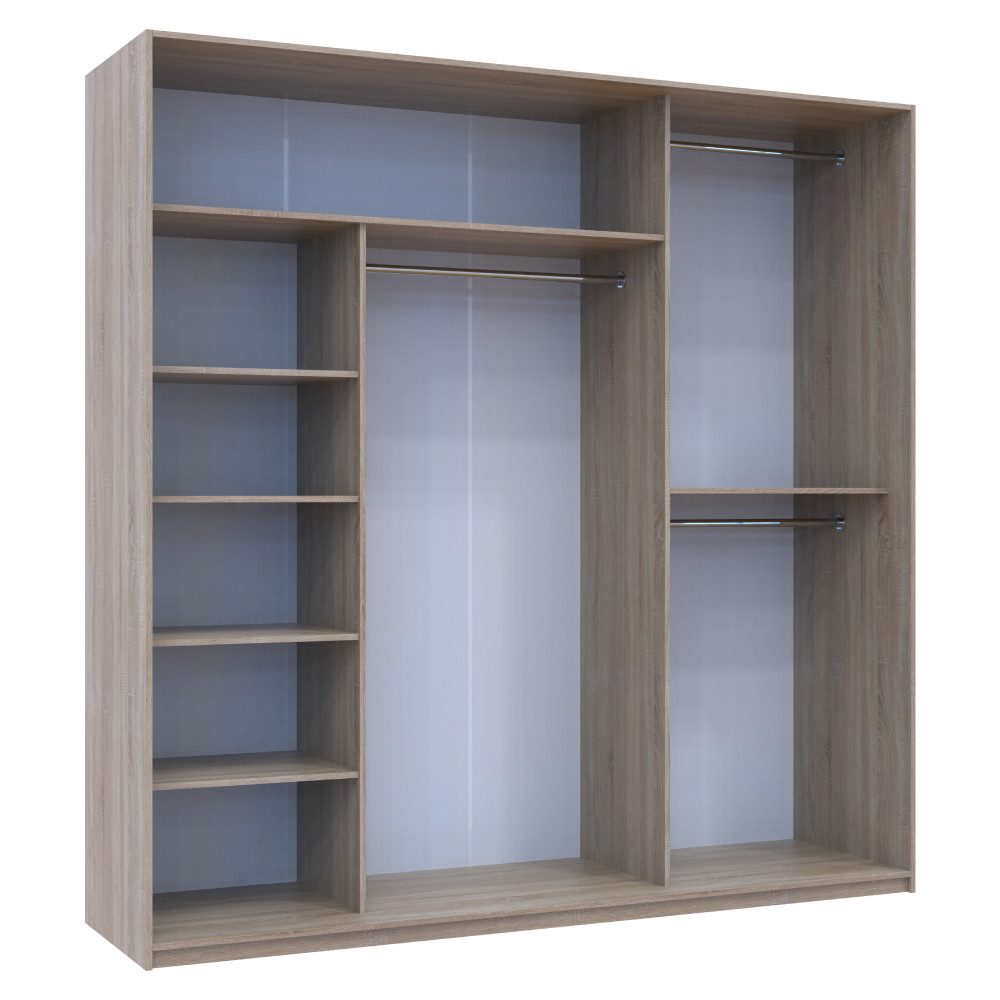 Шкаф-купе трехдверный Doros Сити Лайт 225х60х225 см Дуб сонома/2 Зеркала (DRS-011097) Львов - изображение 7