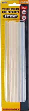 Стержни клеевые MASTERTOOL CRYSTAL 7.2х200 мм 12 шт суперпрозрачные 42-0164 Ровно
