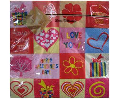 Бумажная салфетка на свадьбу (ЗЗхЗЗ, 20шт) Luxy  Я тебя люблю (300) (1 пачка) Харьков