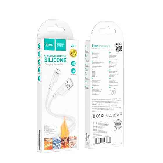 Кабель HOCO X97 Crystal color silicone charging data cable Micro white Киев