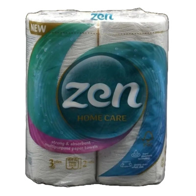 Бумажные полотенца Zen Premium Care 3 слоя 50 отрывов 11 м 2 рулона (5944582100275) Винница - изображение 1