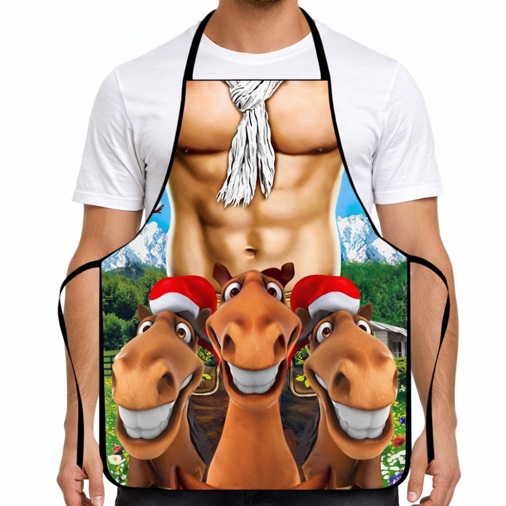 Фартук с приколом  для мужчин с лошадями 75 на 60 см разноцветный Киев - изображение 3