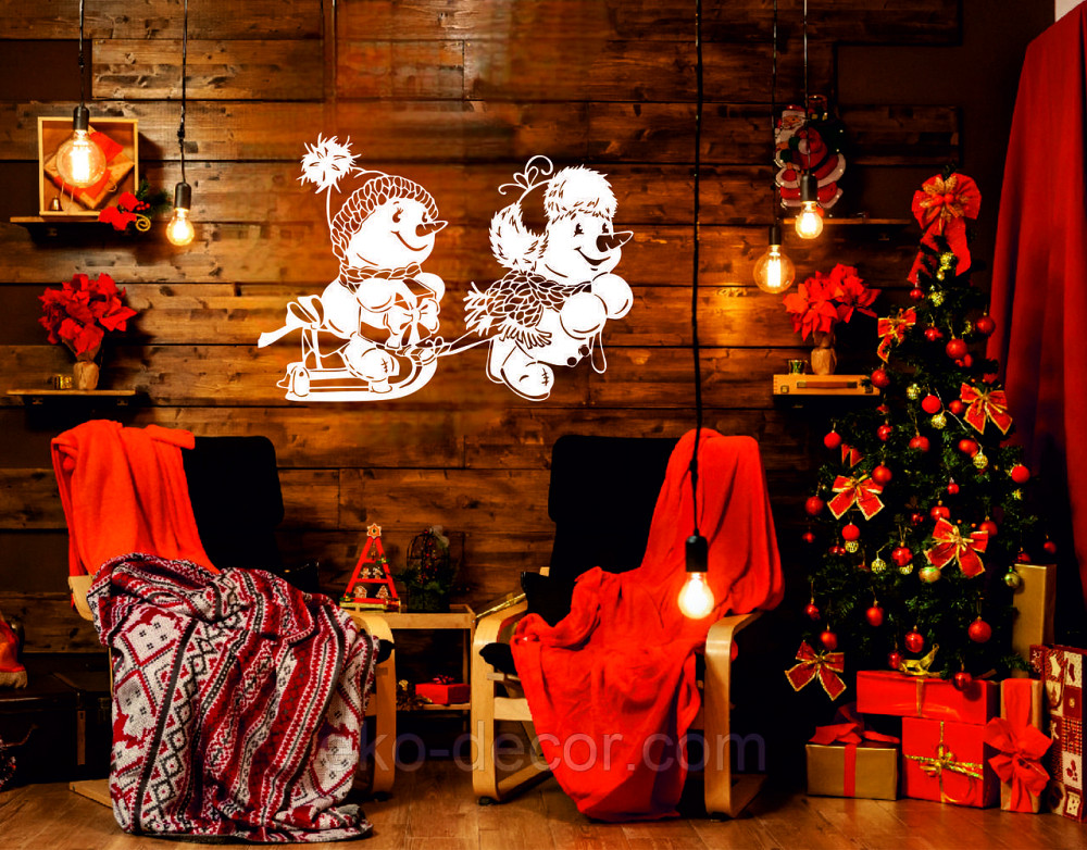 Декоративное настенное Панно «Снеговик», Декор на стену 70*50 см Киев - изображение 3