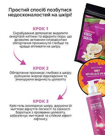 Тройной медовый антицеллюлитный набор SPA Скраб+Обертывания+Крио гель Reclaire cosmetics Киев