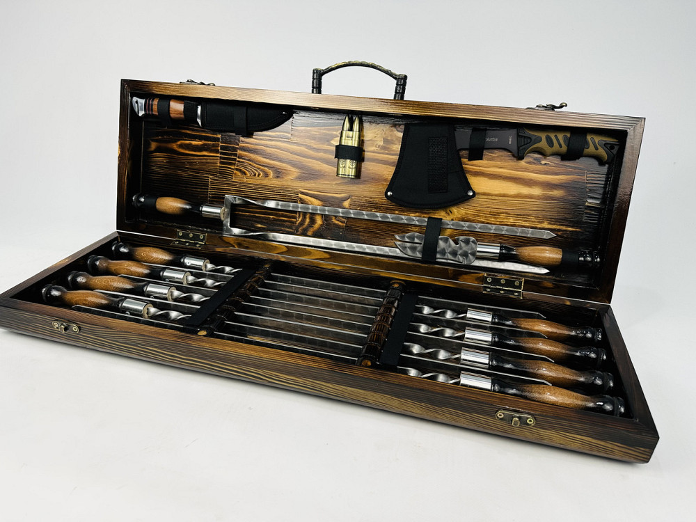 Подарунковий набір шампурів у дерев'яному кейсі Люкс MAX HAPPY DAYS Тернопіль - фото 1