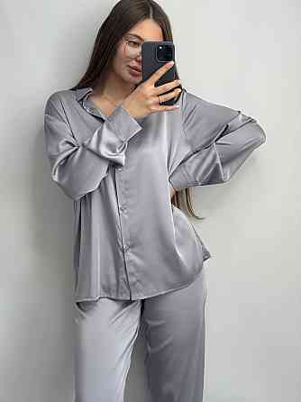 Жіночий шовковий костюм із штанами Сірий XL/2XL Харків