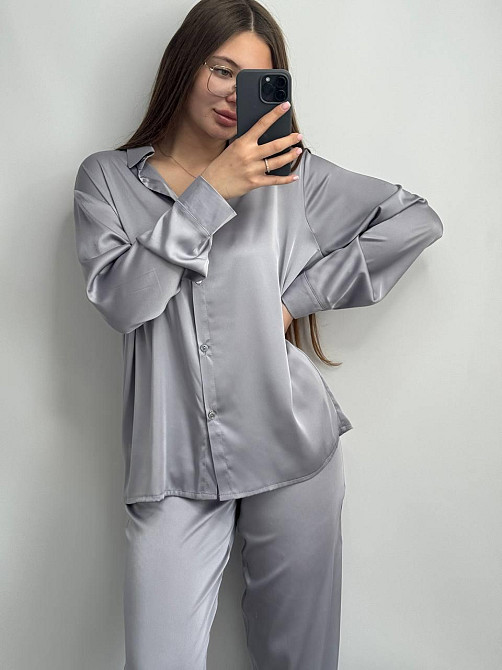 Жіночий шовковий костюм із штанами Сірий XL/2XL Харків - фото 4