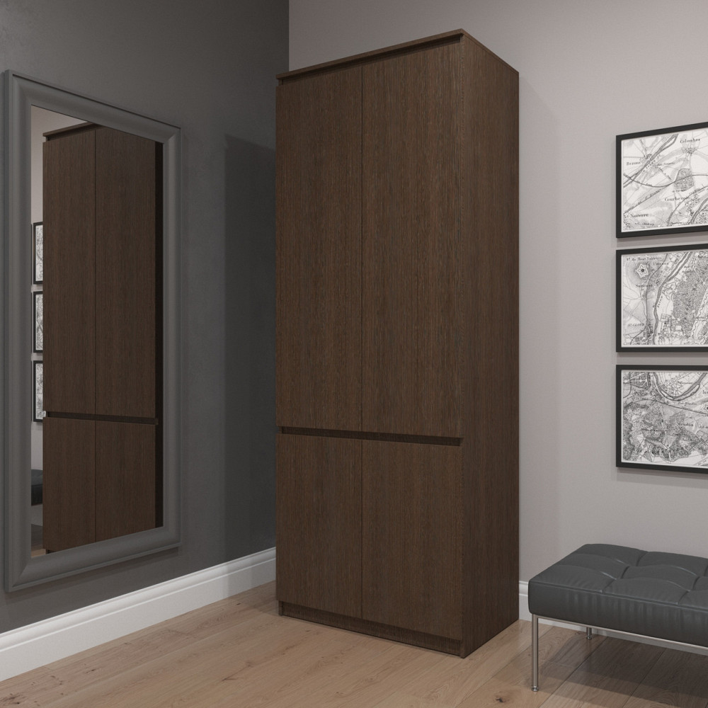 Шкаф для одежды VAYS R-10 Венге Темный, с полками и штангой, без ручек, ЛДСП, 80×50×211 см - для спальни, гостиной, прихожей Львов - изображение 1