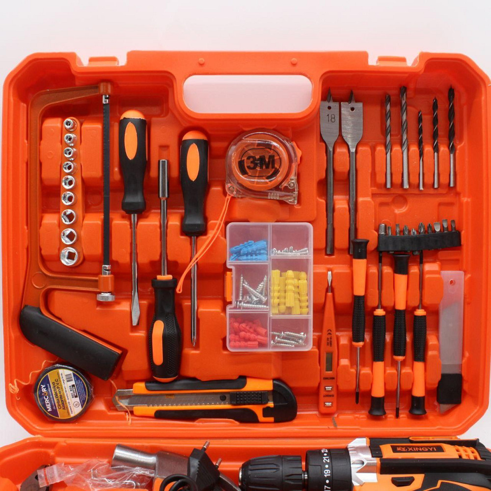 Шуруповерт акумуляторний з набором інструментів + 2 акумулятори 36В, Помаранчевий / Бездротовий шуруповерт-дриль Київ - фото 7