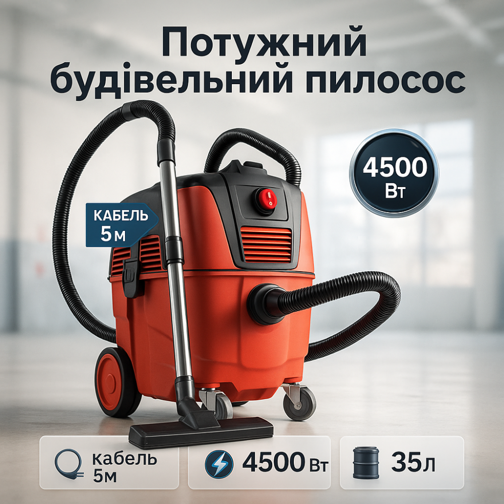 Промышленный пылесос для уборки 4500Вт 35л Boxer BX-113 для строительной пыли GN-20 Львов - изображение 6