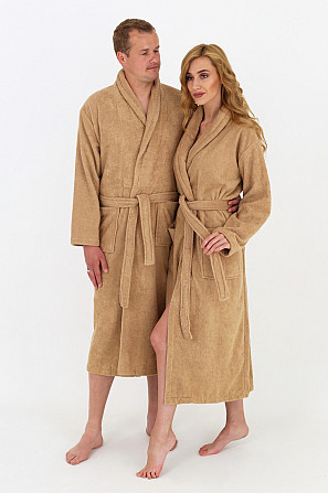 Мужской махровый халат Ideal Textile S бежевый (56860771) Черновцы - изображение 5