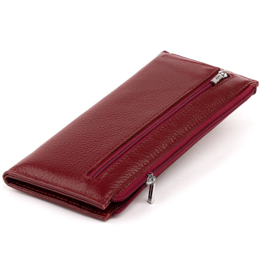 Горизонтальний тонкий гаманець зі шкіри жіночий ST Leather 19326 Бордовий Київ - фото 6