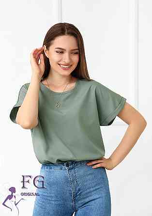 Літня блузка футболка вільного крою "Moment" оптом | Норма і батал Оливковий, 50-52 Київ