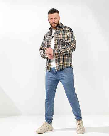 Чоловіча повсякденна картата сорочка турецький котон фланель Графіт, 54/56 Одеса