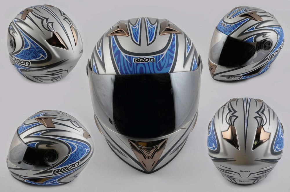 Шлем-интеграл (-500) (size:M, синий матовый, зеркальный узор, BLADE) Мукачево - изображение 1