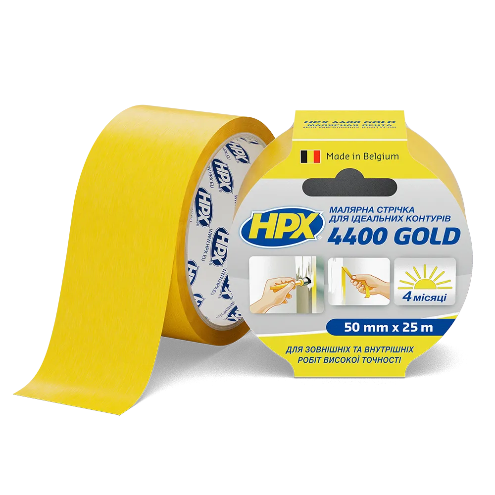 Маскуюча малярська стрічка HPX 4400 для зовнішнього застосування і чітких контурів 50 мм*25 м помаранчева (FP5025) Киев - изображение 1