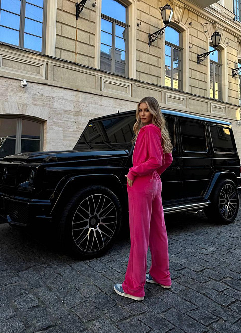 Жіночий стильний костюм у стилі спорт-шик зі стразами на сідницях велюр Малиновий, 42/44 Одеса - фото 7