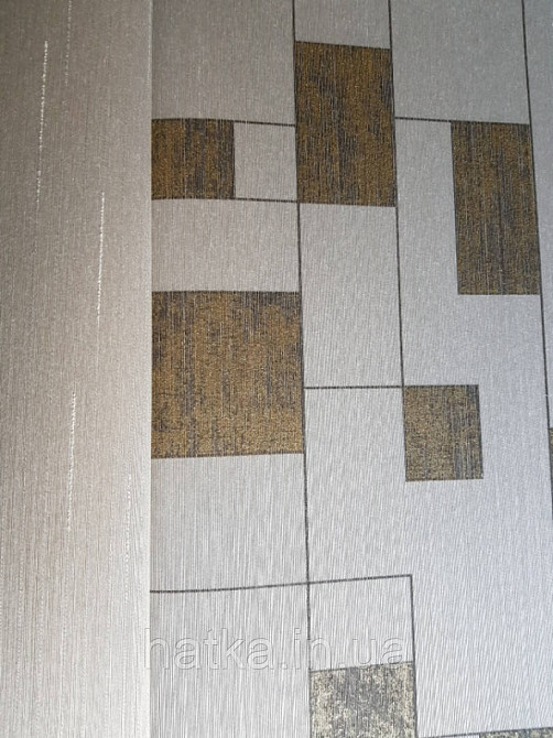 Текстильні шпалери на флізеліновій основі Cador Rasch Textil086545 сіро-бежева основа квадрати бронза Київ - фото 3