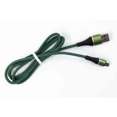 Дата кабель USB 2.0 AM to Micro 5P 1.0m fabric green Dengos (NTK-M-MT-JEANS) Винница