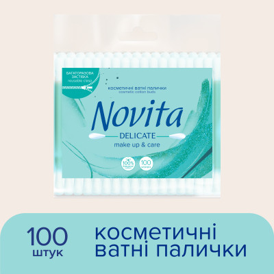 Ватные палочки Novita Delicate в полиэтиленовом пакете 100 шт. (4823071615906) Вінниця - фото 2