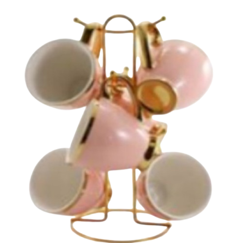 Набір чашок 6 предметів (в кольоровій коробці) порцеляна рожевий 6815-P Interos Житомир