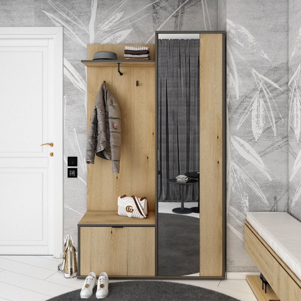 Прихожая с зеркалом Doros Дора 113,5х40х192 см Дуб артизан (DRS-011340) Львов - изображение 9