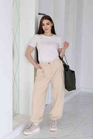 Жіночі широкі штани джогери "Flavio" | Батал Бежевий, 54-56 Київ