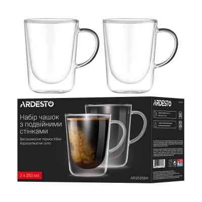 Набір чашок Ardesto BH 350 мл 2 шт прозорий (AR2635BH) Вінниця
