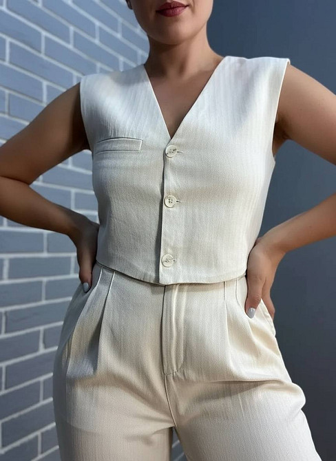 Жилет жіночий Mix Ray 40470 з гудзиками льон молочний, молочний, M Київ - фото 17