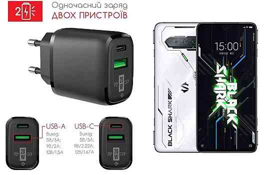 Сетевое зарядное устройство для Xiaomi Black Shark 4S Pro, 20W 3A, Quick Charge 3.0 Киев