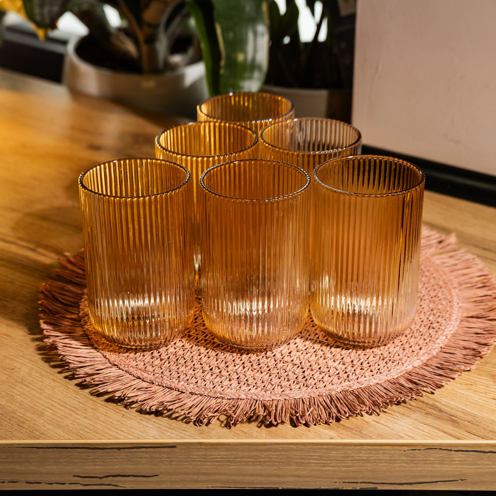 Набір скляних стаканів 6 штук 350 мл універсальних Коричневий Yiwu HP-19-197 Коломия - фото 3