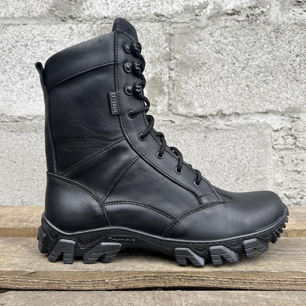 Тактичні демісезонні чоловічі чорні берці ТАЙФУН , військові чоловічі водонепроникні шкіряні берці Львів - фото 7