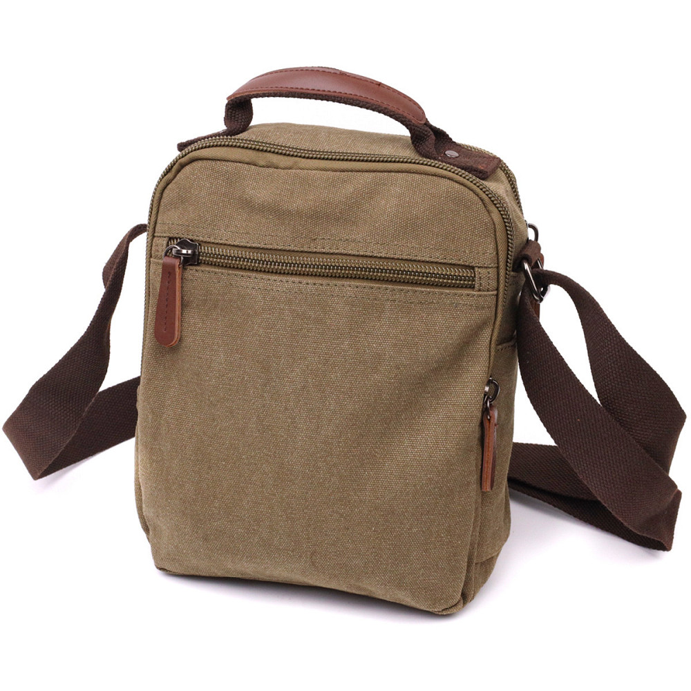 Сумка листоноша на плече із щільного текстилю Оливковий (Vintage) Київ - фото 12