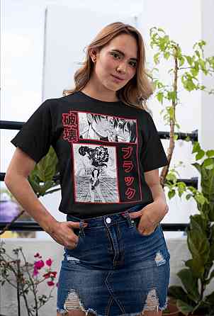 Футболка з аніме принтом Блакк Лагоон Ревй Рокороу оверсайз (S/M/L) Чорний AnimeJ0310 Дніпро