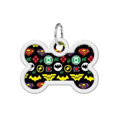 Адресник для животных WAUDOG Smart ID с QR паспортом "Супергерои логомания" кость 40х28 мм (0640-1014) Винница