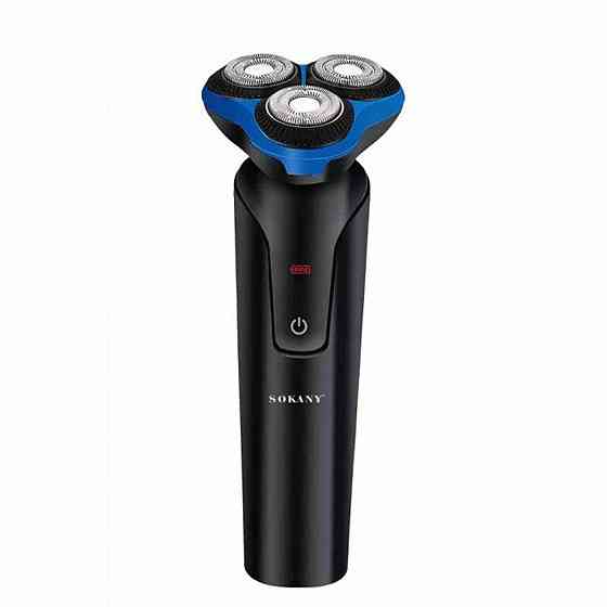 Електробритва 5 Вт 800 mAh бритва електрична бездротова з 3 голівками для гоління Синя Sokany SK-16038BL Київ